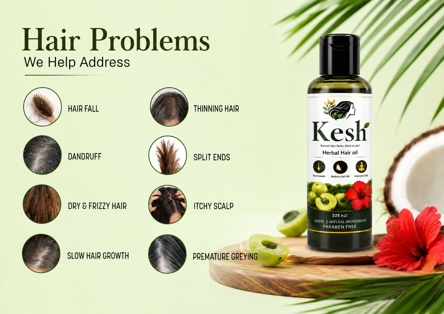 KESH Herbal Hair Oil - Natural Ayurvedic hair care solutions for hair fall, dandruff, and healthy hair